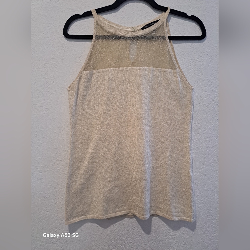 White House Black Market Shimmering Cream Tank Top